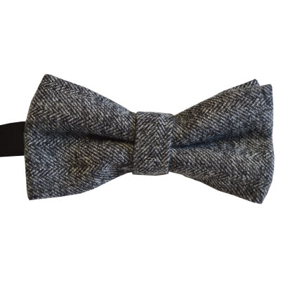 Blue Herringbone Bow Tie