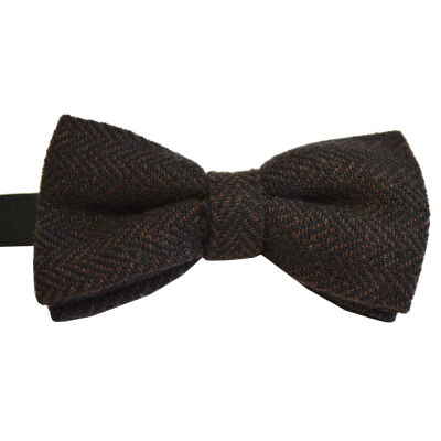 Brown Herringbone Bow Tie
