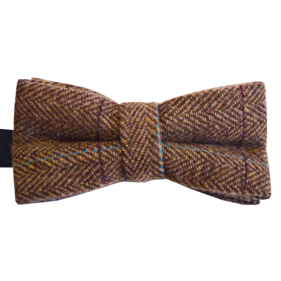Brown Herringbone Checked Tweed Bow Tie