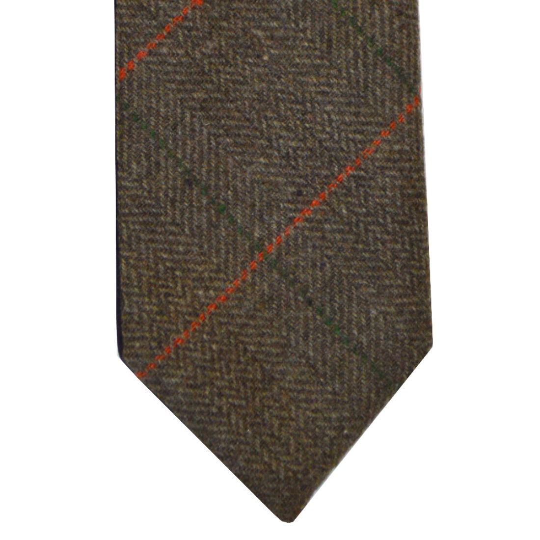 Dark Olive Herringbone Tweed Tie