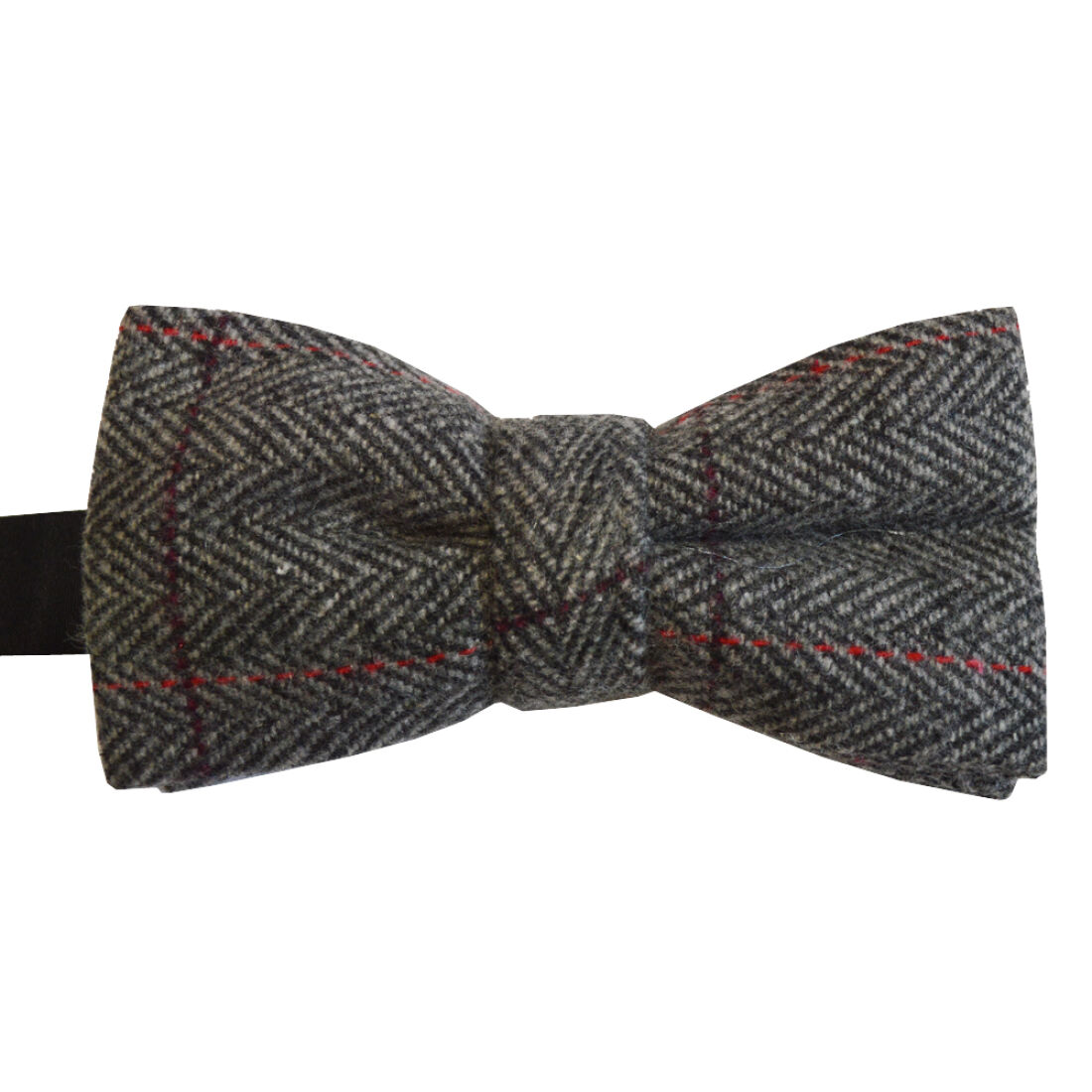 Grey Herringbone Tweed Bow Tie