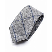 Grey and Royal Checked Tweed Tie