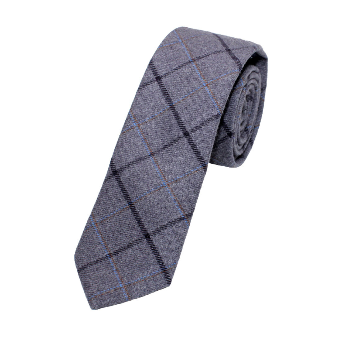 Light Blue Checked Tweed Tie