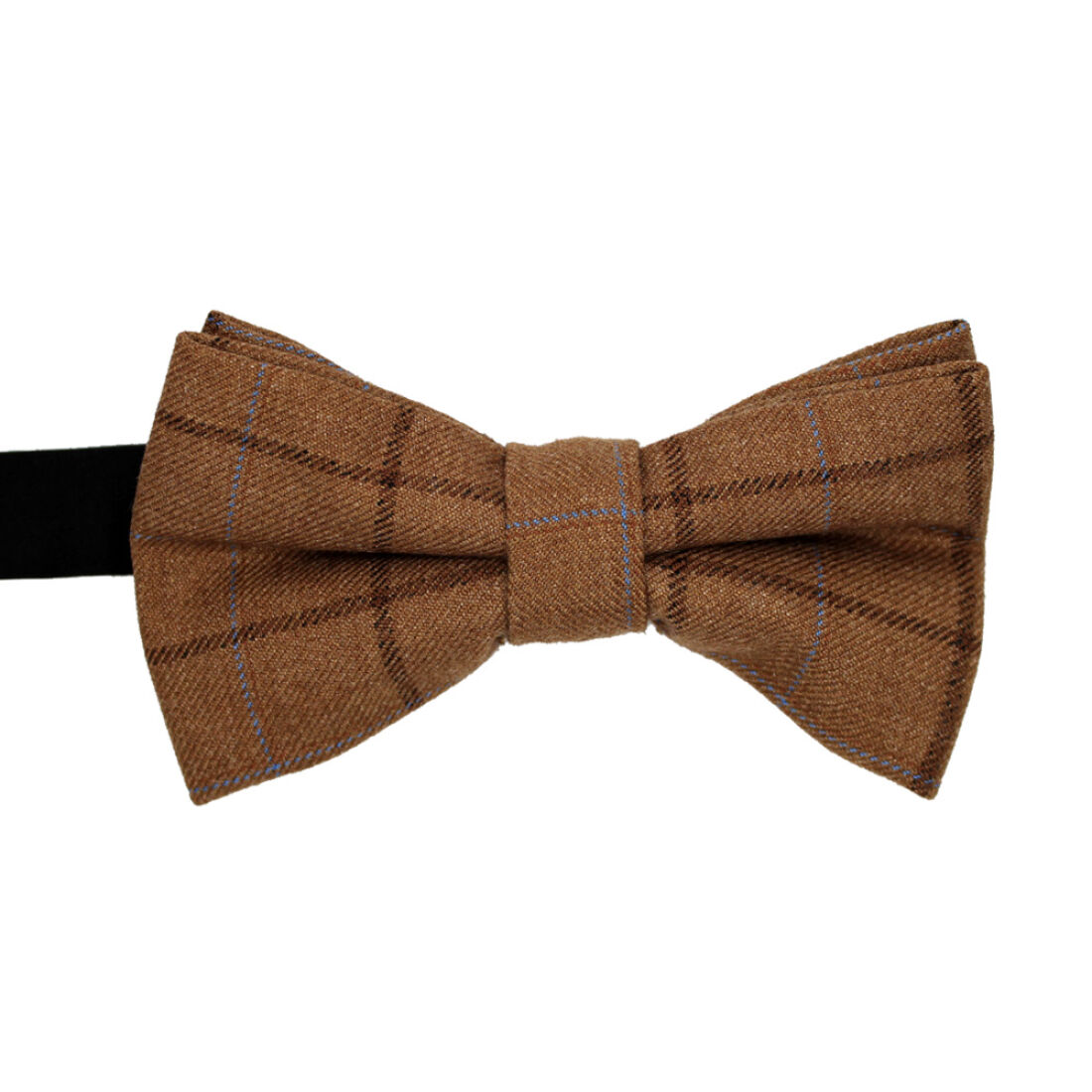 Light Brown and Blue Checked Tweed Bow Tie