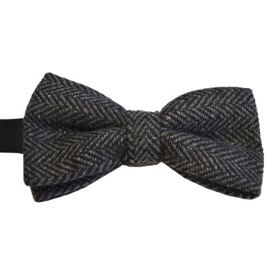 Navy Herringbone Bow Tie